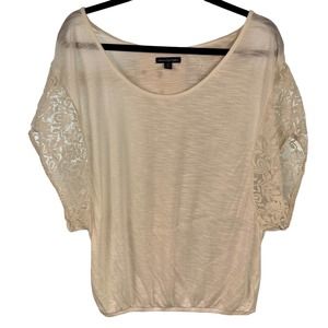American Eagle Outfitters White Lace Tunic Womens Size M Boxy Boho Feminine